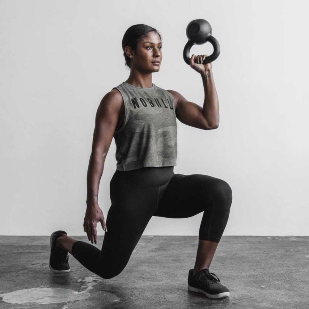 NOBULL Gray Camouflage Crop Tank Top with Black Logo - Picture 3 of 7